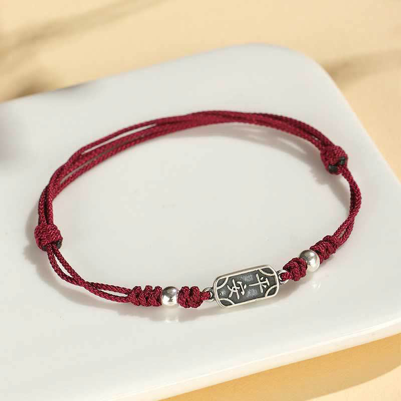 Buddha Stones Pulsera Trenzada de Protección, Paz y Alegría de Plata Esterlina 925 Hecha a Mano
