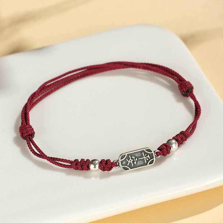 Buddha Stones Pulsera Trenzada de Protección, Paz y Alegría de Plata Esterlina 925 Hecha a Mano