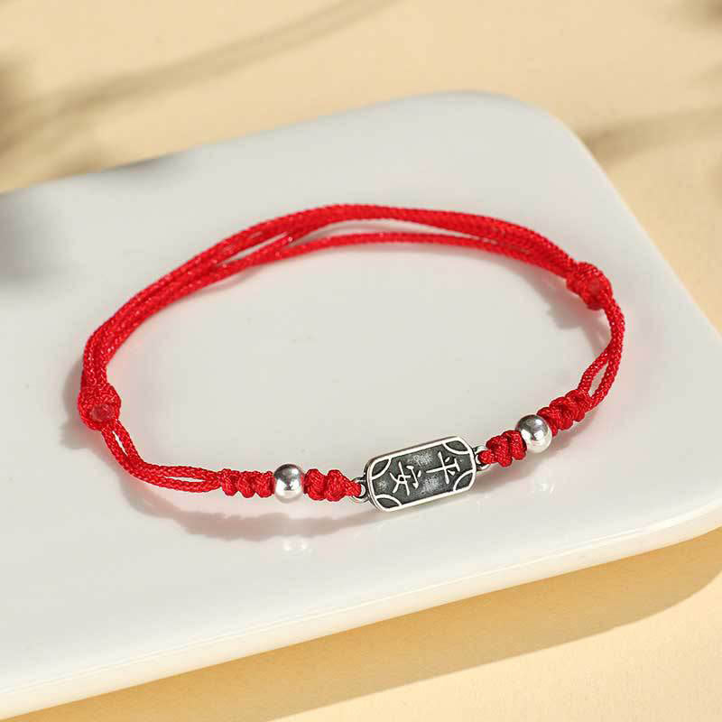 Buddha Stones Pulsera Trenzada de Protección, Paz y Alegría de Plata Esterlina 925 Hecha a Mano