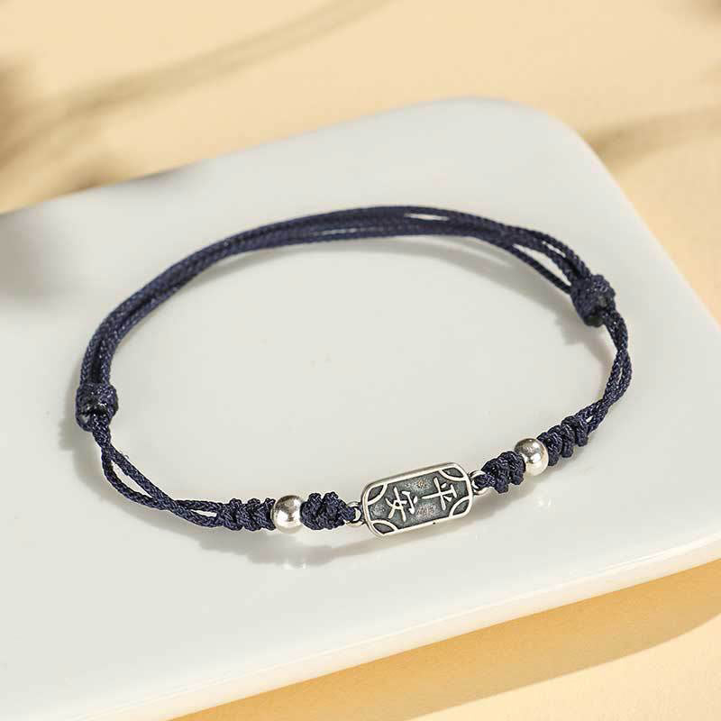 Buddha Stones Pulsera Trenzada de Protección, Paz y Alegría de Plata Esterlina 925 Hecha a Mano