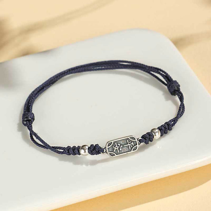 Buddha Stones Pulsera Trenzada de Protección, Paz y Alegría de Plata Esterlina 925 Hecha a Mano