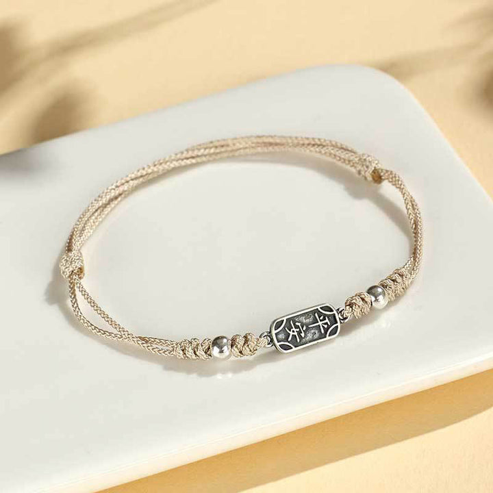 Buddha Stones Pulsera Trenzada de Protección, Paz y Alegría de Plata Esterlina 925 Hecha a Mano