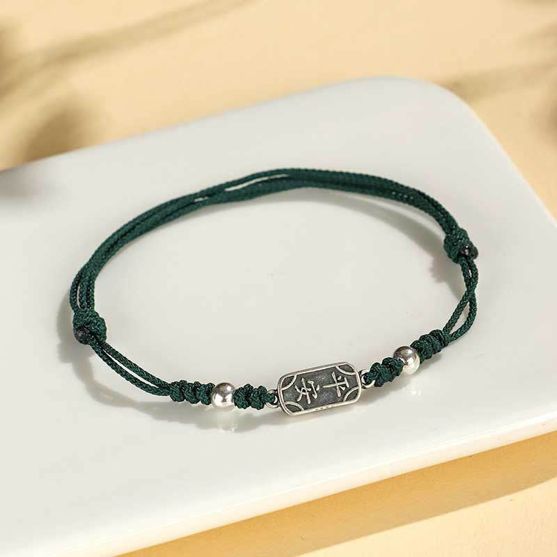 Buddha Stones Pulsera Trenzada de Protección, Paz y Alegría de Plata Esterlina 925 Hecha a Mano