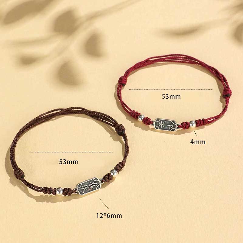Buddha Stones Pulsera Trenzada de Protección, Paz y Alegría de Plata Esterlina 925 Hecha a Mano