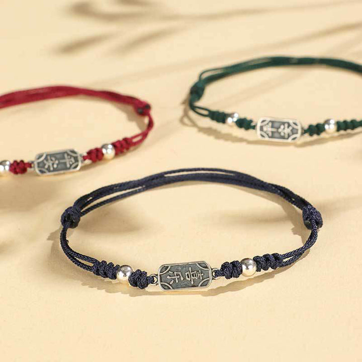 Buddha Stones Pulsera Trenzada de Protección, Paz y Alegría de Plata Esterlina 925 Hecha a Mano