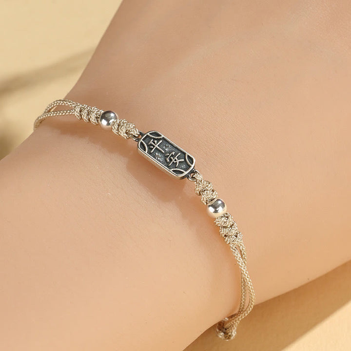 Buddha Stones Pulsera Trenzada de Protección, Paz y Alegría de Plata Esterlina 925 Hecha a Mano