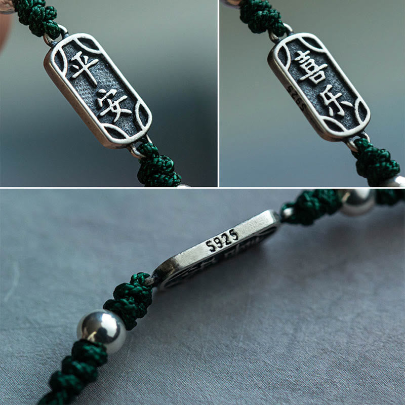 Buddha Stones Pulsera Trenzada de Protección, Paz y Alegría de Plata Esterlina 925 Hecha a Mano