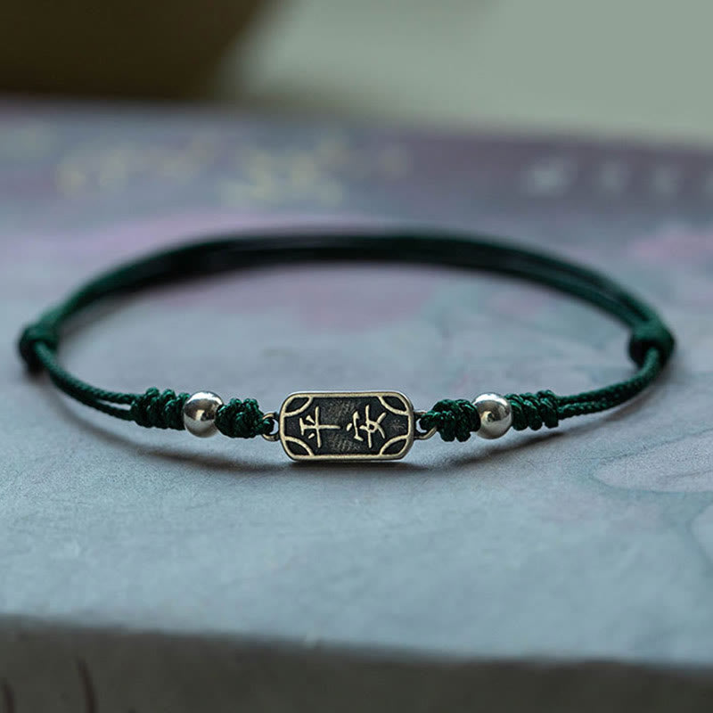 Buddha Stones Pulsera Trenzada de Protección, Paz y Alegría de Plata Esterlina 925 Hecha a Mano