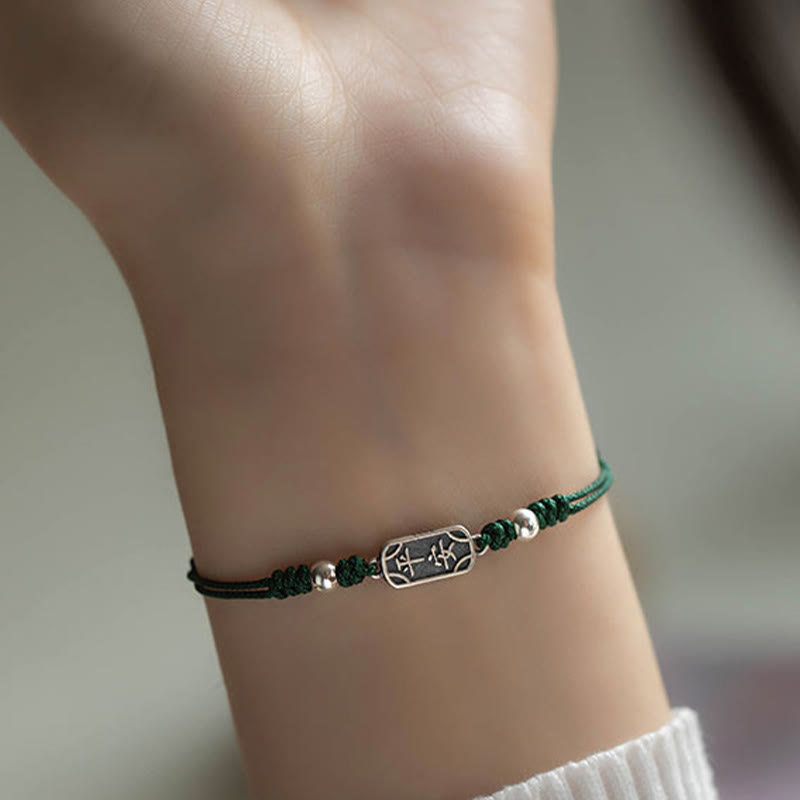 Buddha Stones Pulsera Trenzada de Protección, Paz y Alegría de Plata Esterlina 925 Hecha a Mano