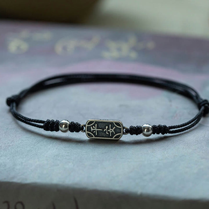 Buddha Stones Pulsera Trenzada de Protección, Paz y Alegría de Plata Esterlina 925 Hecha a Mano