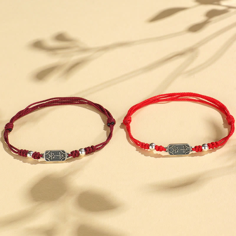 Buddha Stones Pulsera Trenzada de Protección, Paz y Alegría de Plata Esterlina 925 Hecha a Mano