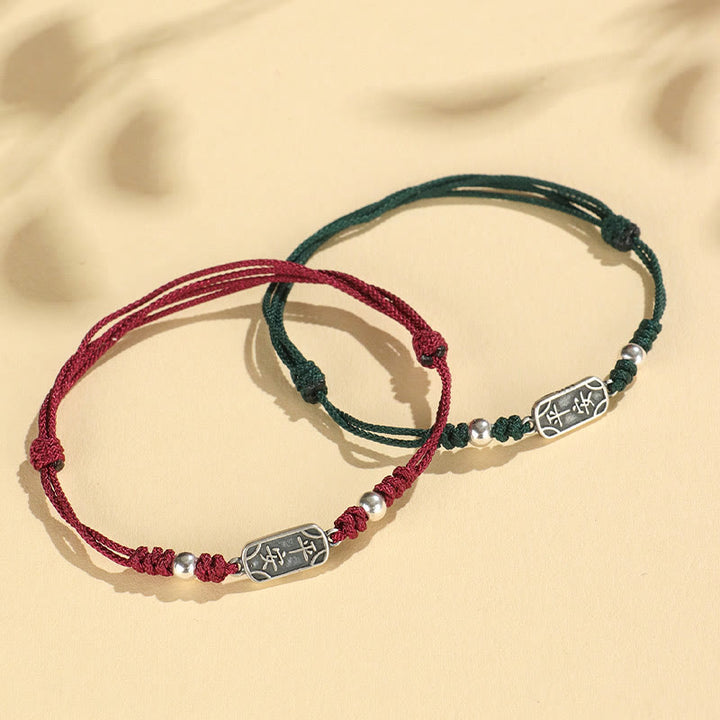 Buddha Stones Pulsera Trenzada de Protección, Paz y Alegría de Plata Esterlina 925 Hecha a Mano