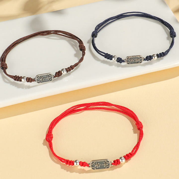 Buddha Stones Pulsera Trenzada de Protección, Paz y Alegría de Plata Esterlina 925 Hecha a Mano