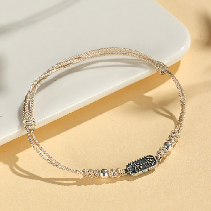 Buddha Stones Pulsera Trenzada de Protección, Paz y Alegría de Plata Esterlina 925 Hecha a Mano