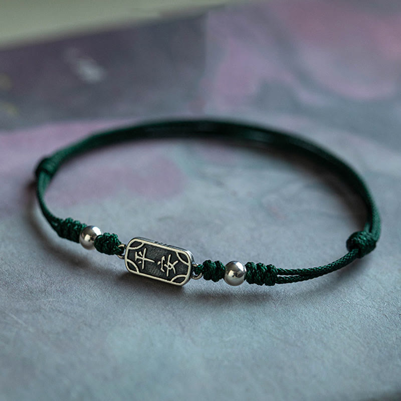 Buddha Stones Pulsera Trenzada de Protección, Paz y Alegría de Plata Esterlina 925 Hecha a Mano