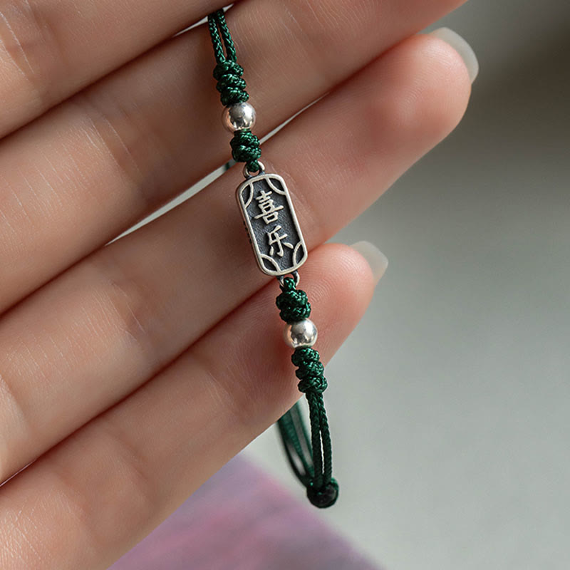 Buddha Stones Pulsera Trenzada de Protección, Paz y Alegría de Plata Esterlina 925 Hecha a Mano