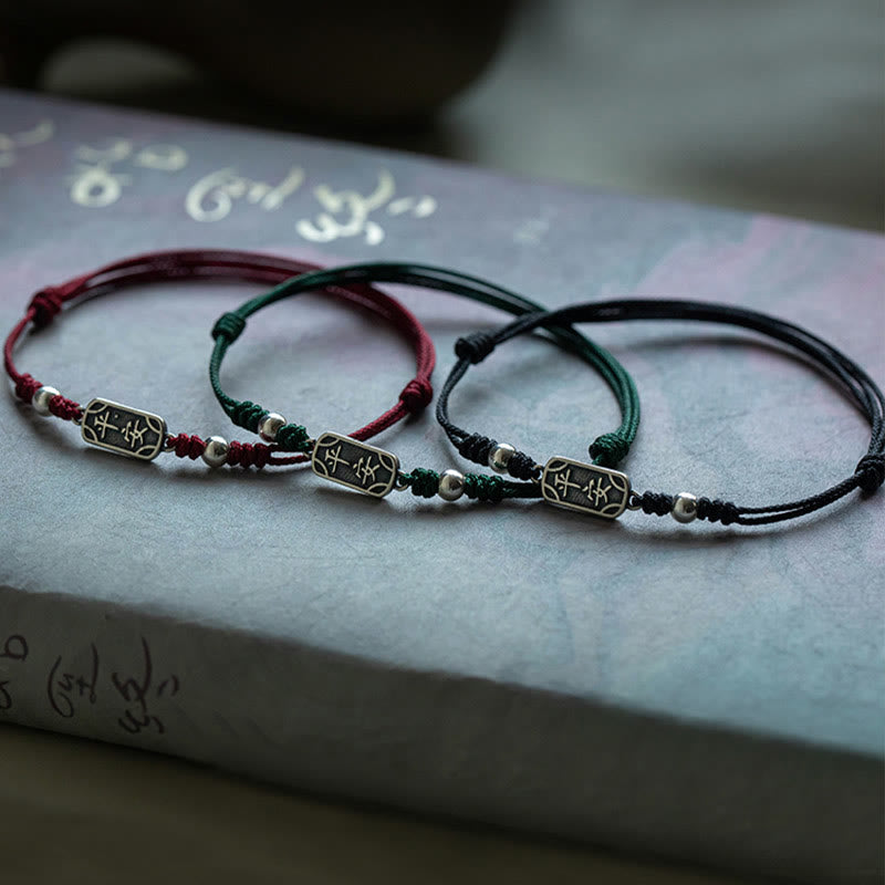 Buddha Stones Pulsera Trenzada de Protección, Paz y Alegría de Plata Esterlina 925 Hecha a Mano