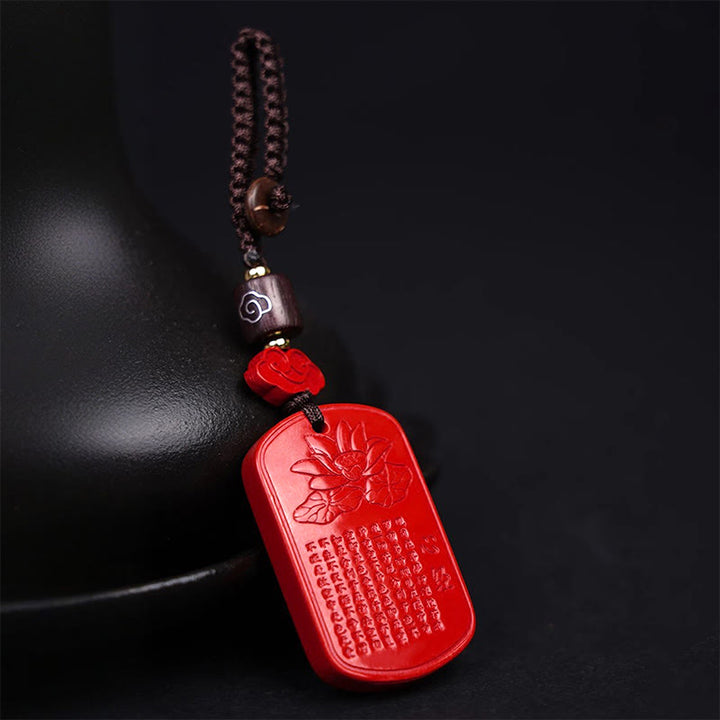Buddha Stones Llavero de Bendición del Sutra del Corazón con Cinabrio Natural