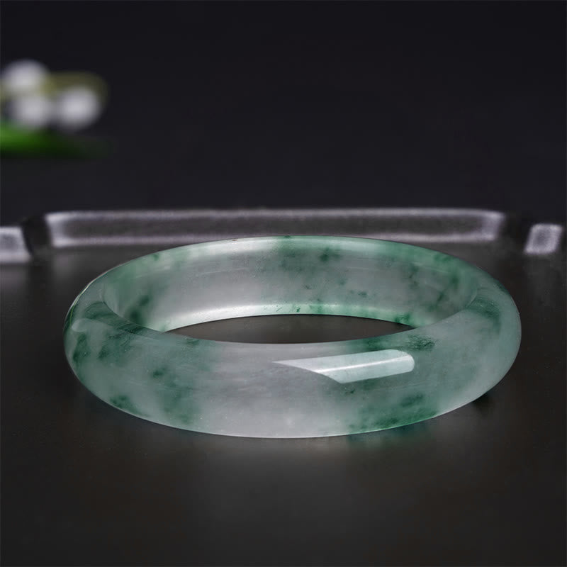 Buddha Stones Pulsera de Suerte de Jade Natural con Flor Flotante