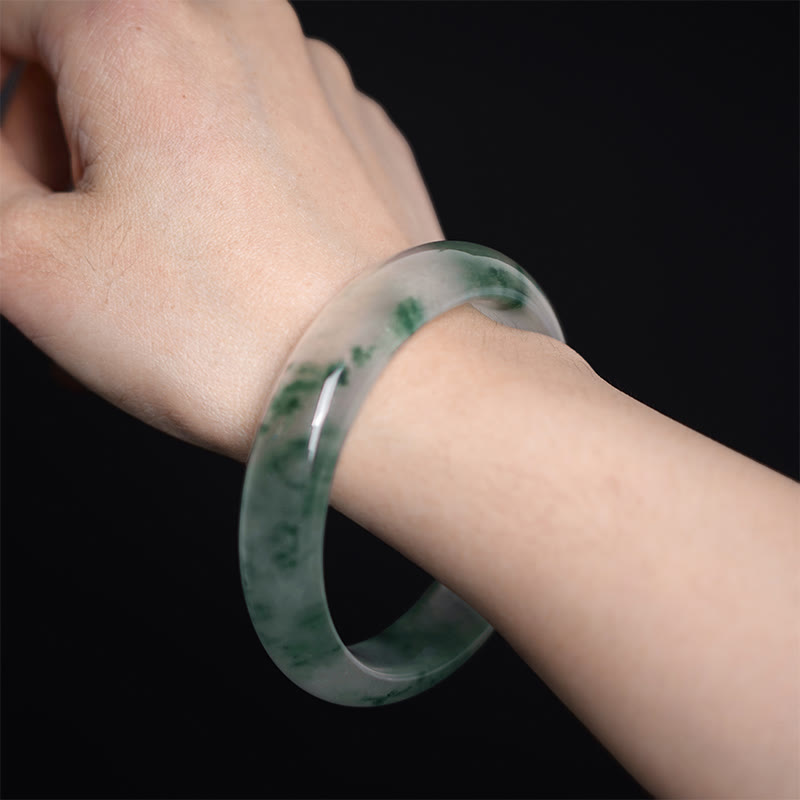 Buddha Stones Pulsera de Suerte de Jade Natural con Flor Flotante