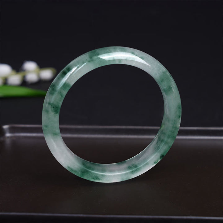 Buddha Stones Pulsera de Suerte de Jade Natural con Flor Flotante