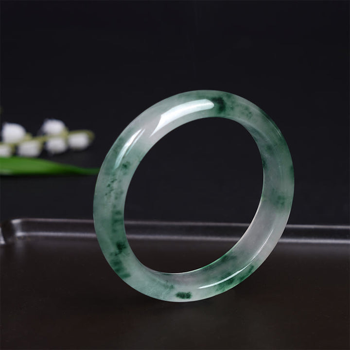 Buddha Stones Pulsera de Suerte de Jade Natural con Flor Flotante