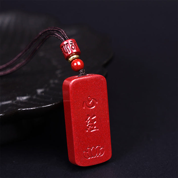 Buddha Stones Collarín Graba Sutra del Corazón de Loto con Cinnabar y Bendición - Palabras del Sutra del Corazón de Loto 42,8 x 20,2 x 7,8 mm - image 11