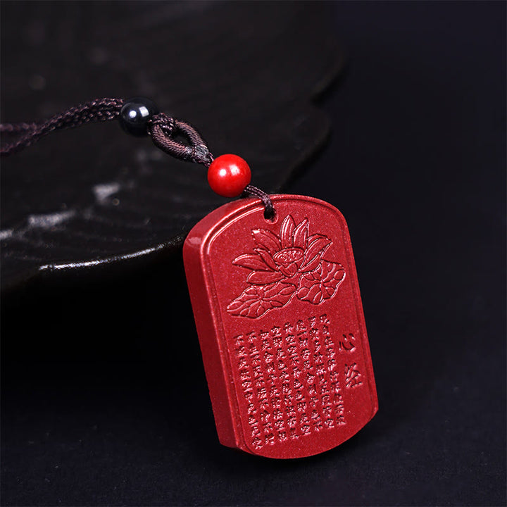 Buddha Stones Collarín Graba Sutra del Corazón de Loto con Cinnabar y Bendición - Palabras del Sutra del Corazón 37,3 x 24 x 6,1 mm - image 1