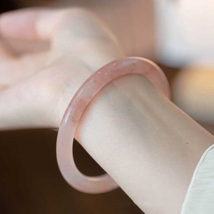 Pulsera de la Suerte de Jade de Seda Dorada Rosa de Buddha Stones