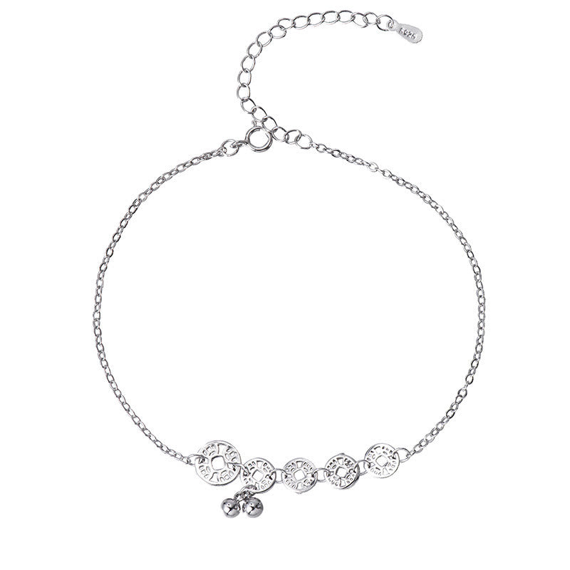 Buddha Stones 925 plata esterlina monedas de cobre campanas protección tobilleras de metal - image 12