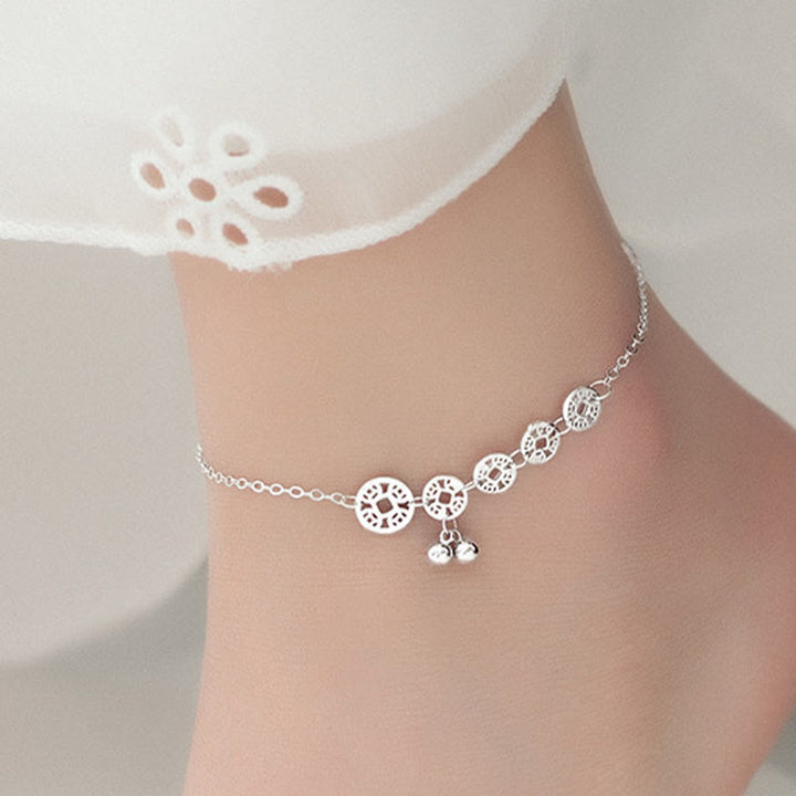 Buddha Stones 925 plata esterlina monedas de cobre campanas protección tobilleras de metal - image 3