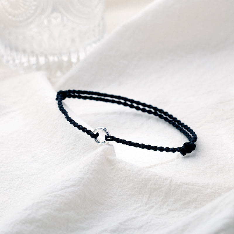 Buddha Stones Tobillera de Cuerda Trenzada de la Suerte con Broche de Paz en Plata de Ley 925 - image 12