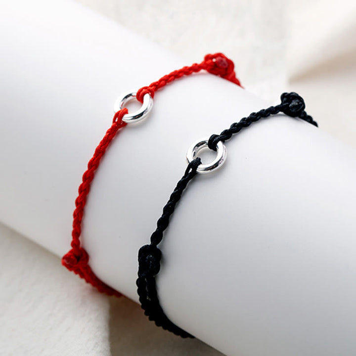 Buddha Stones Tobillera de Cuerda Trenzada de la Suerte con Broche de Paz en Plata de Ley 925 - image 2