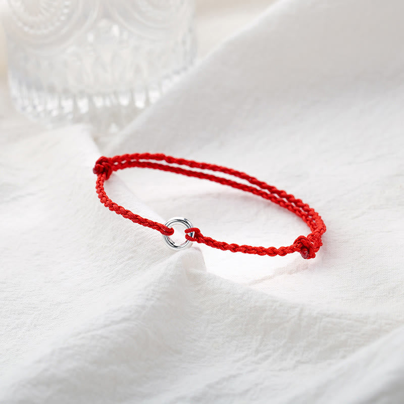 Buddha Stones Tobillera de Cuerda Trenzada de la Suerte con Broche de Paz en Plata de Ley 925 - image 3