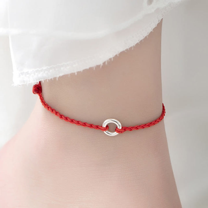 Buddha Stones Tobillera de Cuerda Trenzada de la Suerte con Broche de Paz en Plata de Ley 925 - image 5