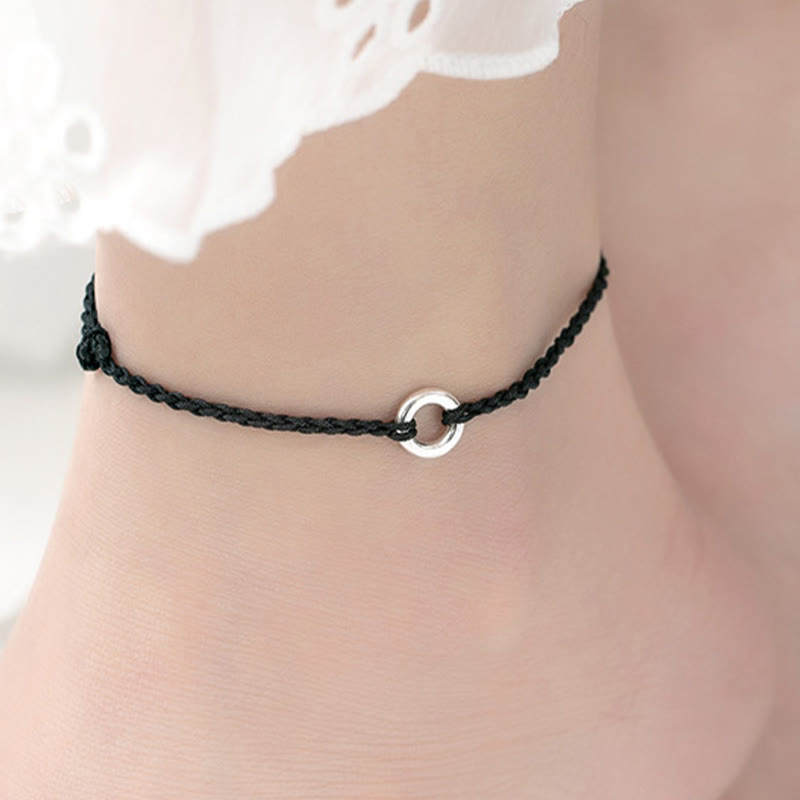 Buddha Stones Tobillera de Cuerda Trenzada de la Suerte con Broche de Paz en Plata de Ley 925 - image 13