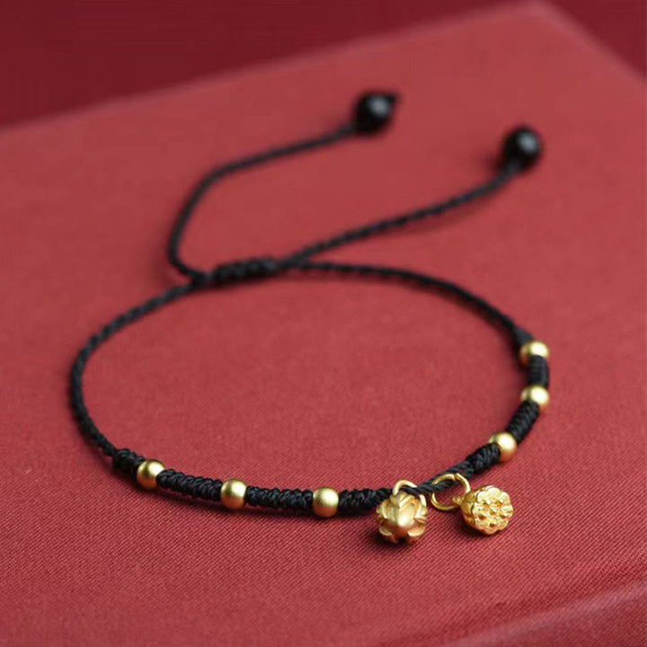Buddha Stones Loto Vaina Encanto Cuerda de la Suerte Tobillera