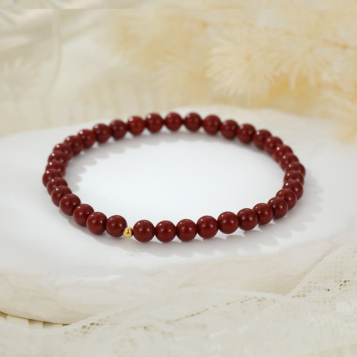 Buddha Stones tobillo de bendición con cuentas de cinabrio y plata de ley 925
