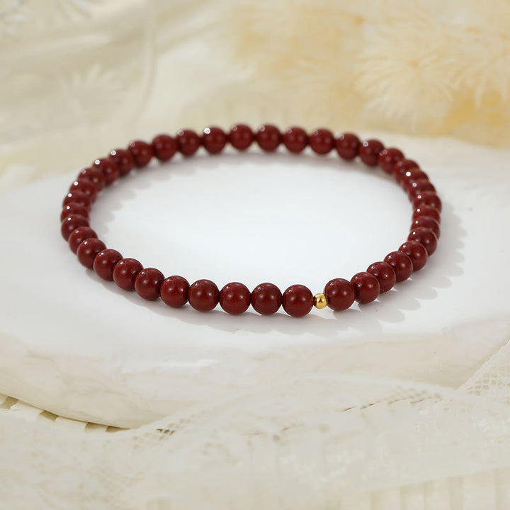 Buddha Stones tobillo de bendición con cuentas de cinabrio y plata de ley 925