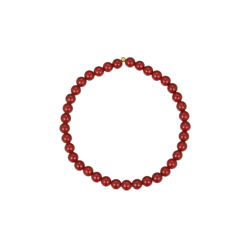 Buddha Stones tobillo de bendición con cuentas de cinabrio y plata de ley 925