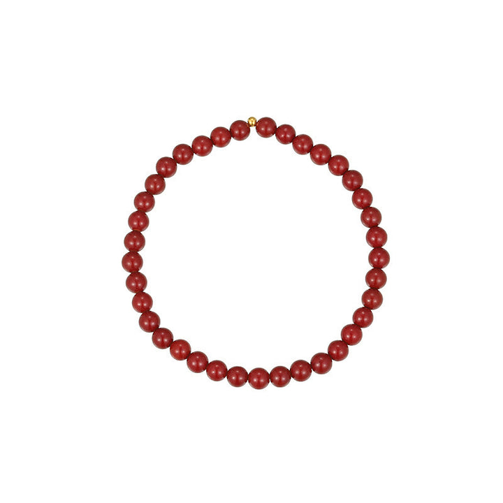 Buddha Stones tobillo de bendición con cuentas de cinabrio y plata de ley 925
