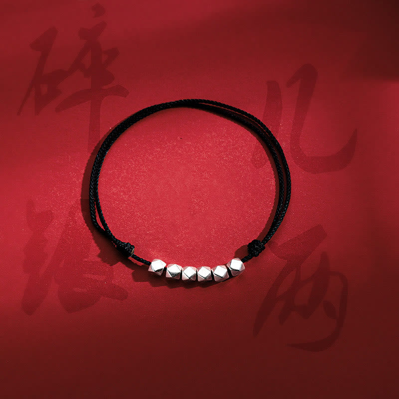 Buddha Stones Pulsera de Tobillo de Cuerda Trenzada de Protección de Suerte con Cuentas de Plata de Ley 925