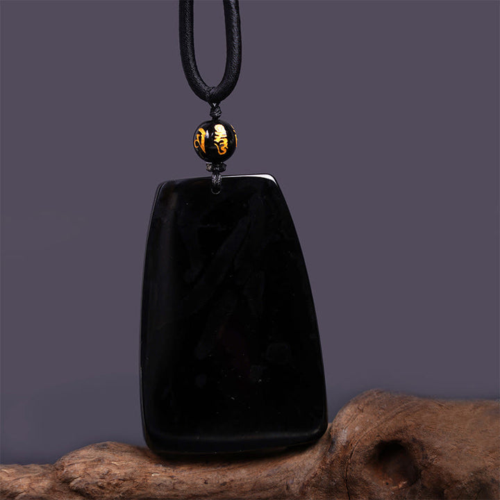 Colgante de protección con dragón tallado en obsidiana negra Buddha Stones - image 13