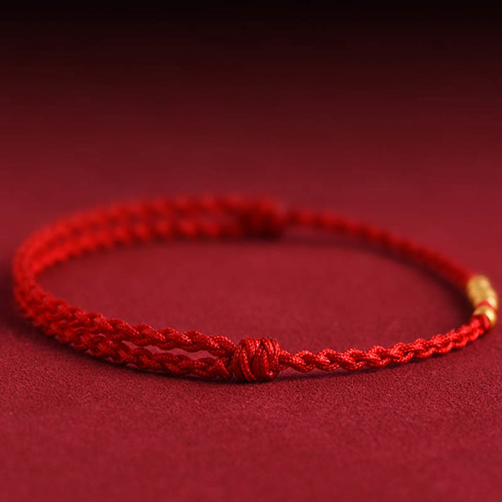 Pulsera de pareja de protección trenzada de la suerte con cuentas de oro 999 de piedras de Buddha Stones - image 7