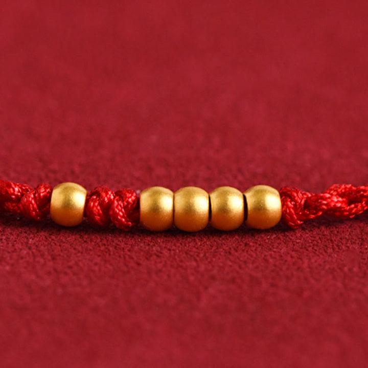 Pulsera de pareja de protección trenzada de la suerte con cuentas de oro 999 de piedras de Buddha Stones