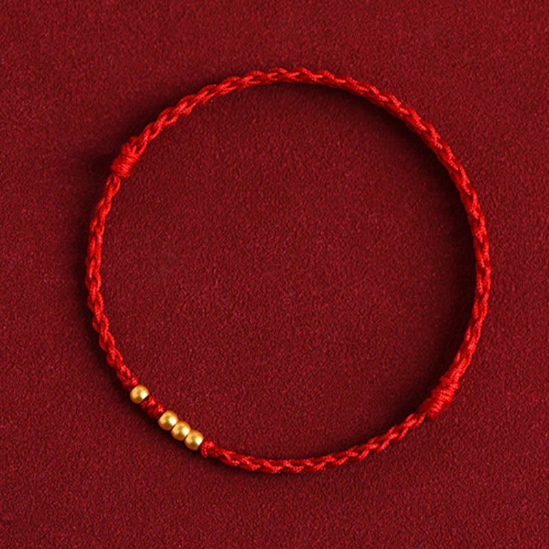 Pulsera de pareja de protección trenzada de la suerte con cuentas de oro 999 de piedras de Buddha Stones - image 1