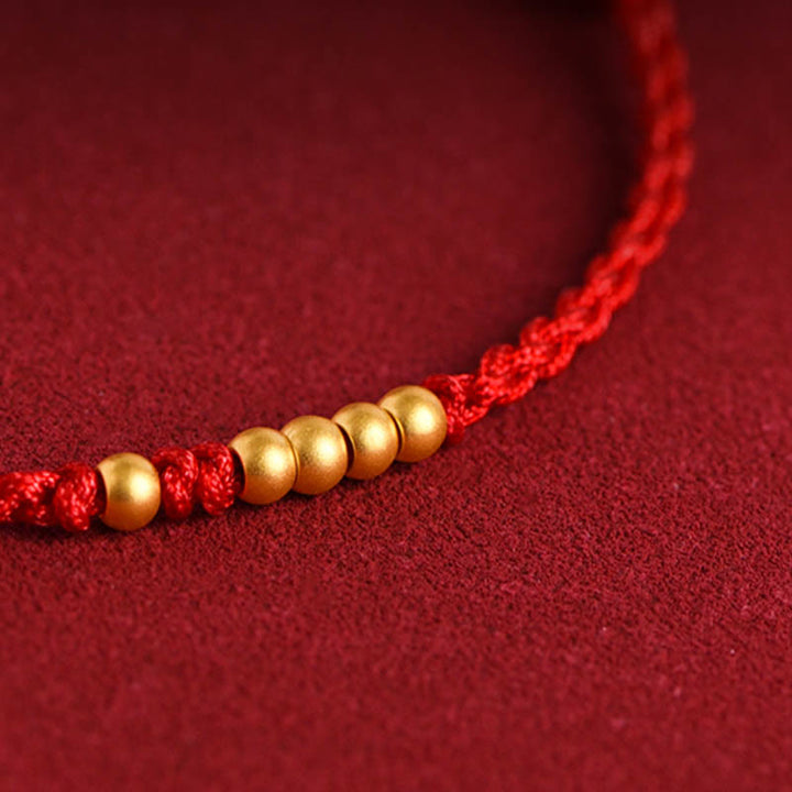 Pulsera de pareja de protección trenzada de la suerte con cuentas de oro 999 de piedras de Buddha Stones