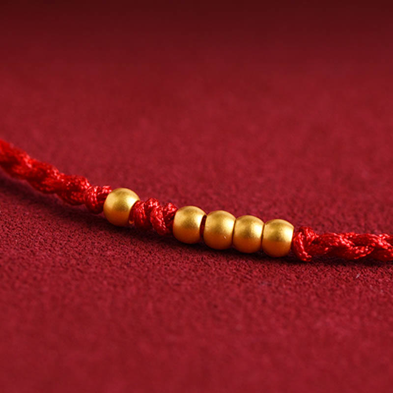 Pulsera de pareja de protección trenzada de la suerte con cuentas de oro 999 de piedras de Buddha Stones
