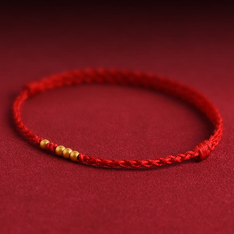 Pulsera de pareja de protección trenzada de la suerte con cuentas de oro 999 de piedras de Buddha Stones