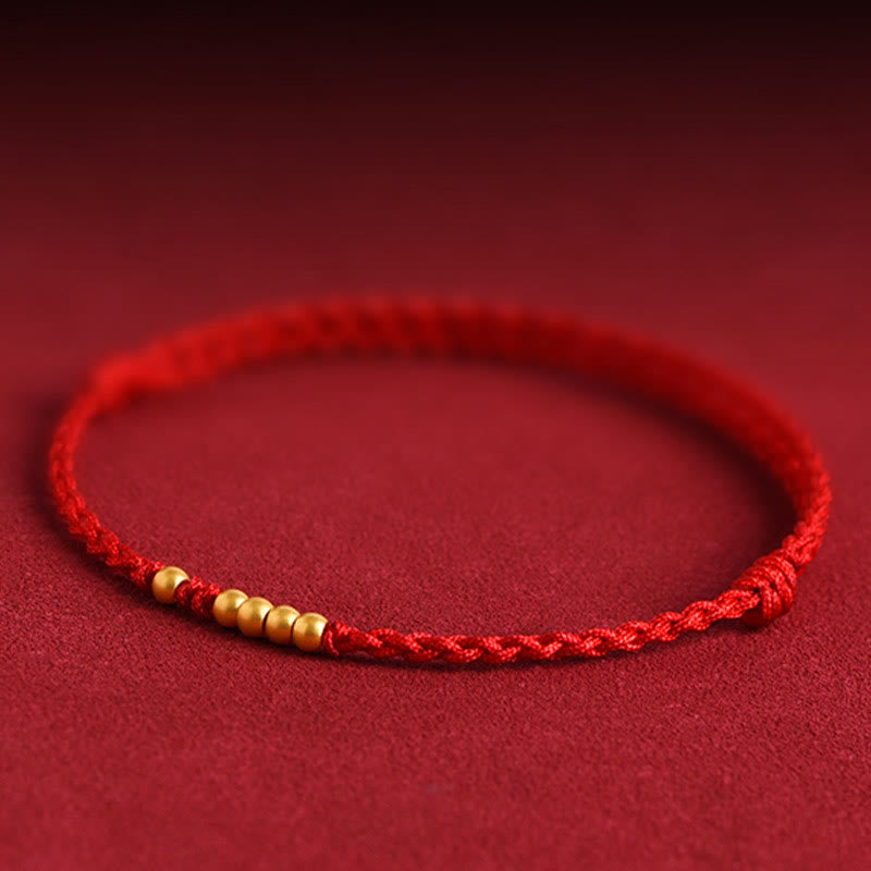 Pulsera de pareja de protección trenzada de la suerte con cuentas de oro 999 de piedras de Buddha Stones
